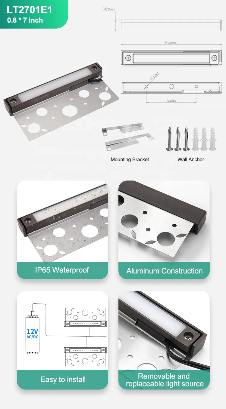 USA Warehouse Low Voltage Led Retaining Wall Stone Lights Outdoor Garden Paver Patio Landscape Stair Step Hardscape Light