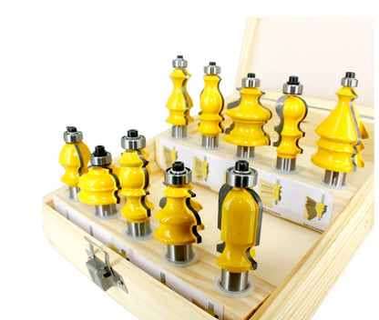 Kits012 10pcs Architectural Molding Router Bit Set - 8mm 12mm 12inch Line Knife Woodworking Cutter Tenon Cutter for Woodworking