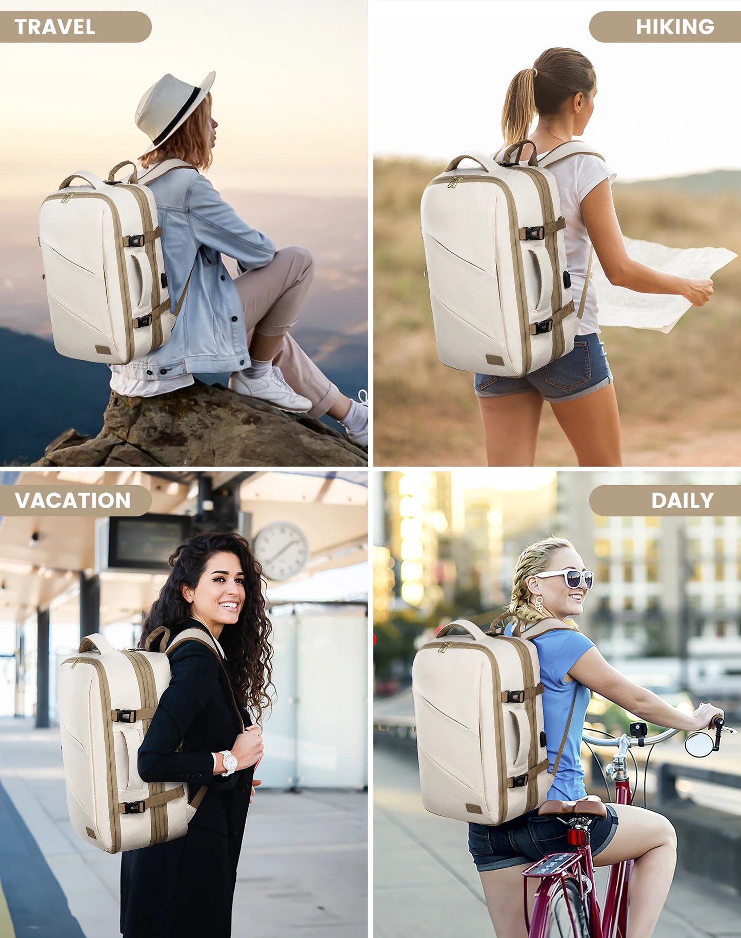 2025 Fashion 4pc Set Travel Backpack Waterproof Expandable 40L TSA-Approved Bags Large Laptop Travel Backpack for Men Women