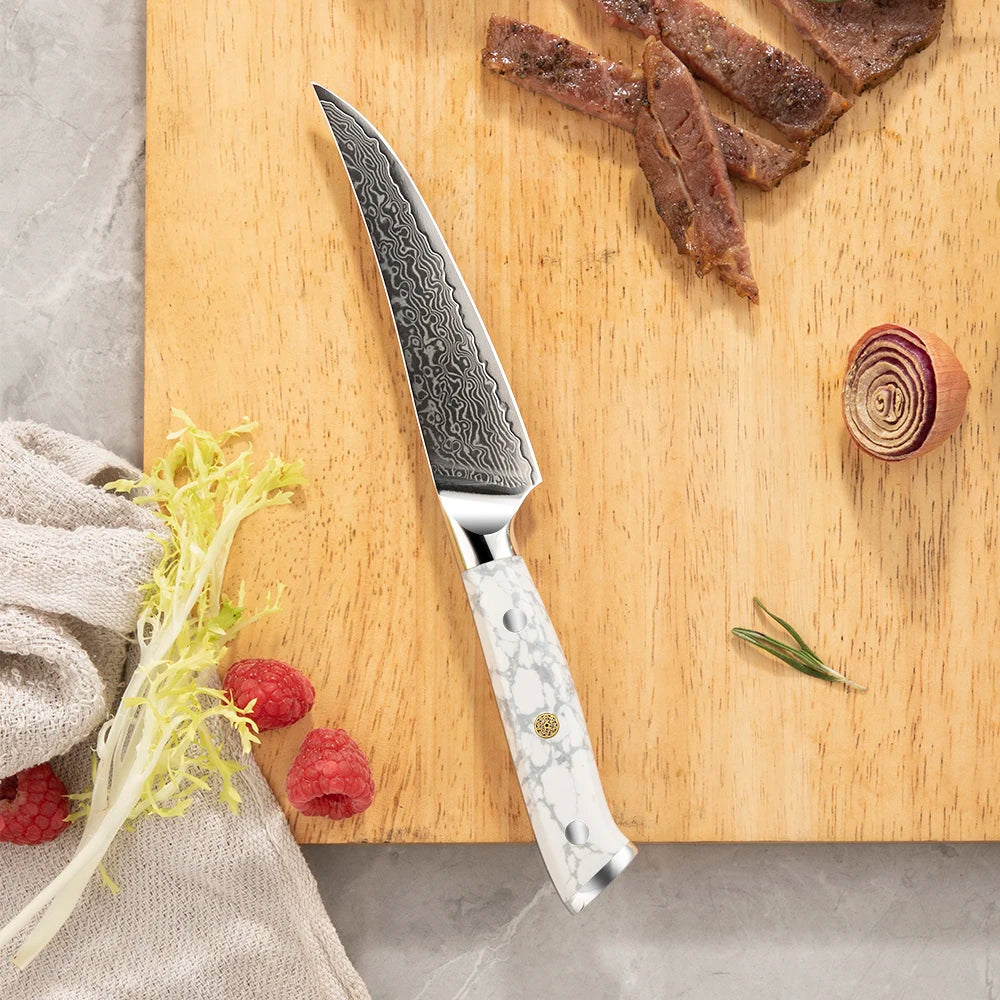 Amber Professional Steak Knives Set of 4 Razor Sharp 4pcs Kitchen Damascus Steak Knife Set With Giftbox Case