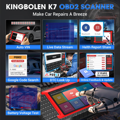 2025 Newest Elite Kingbolen K7 Escaner Automotriz All System Car Diagnostic Tool Key Programmer Scanner 38+ Resets PK D7