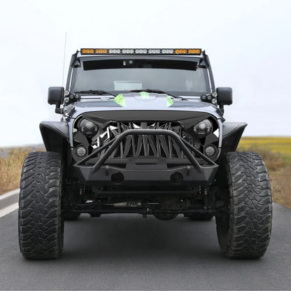 Custom Grille for 2007-2018 jeep wrangler Jk Bumper Shark Grill Front Bumper Grille Glossy Black