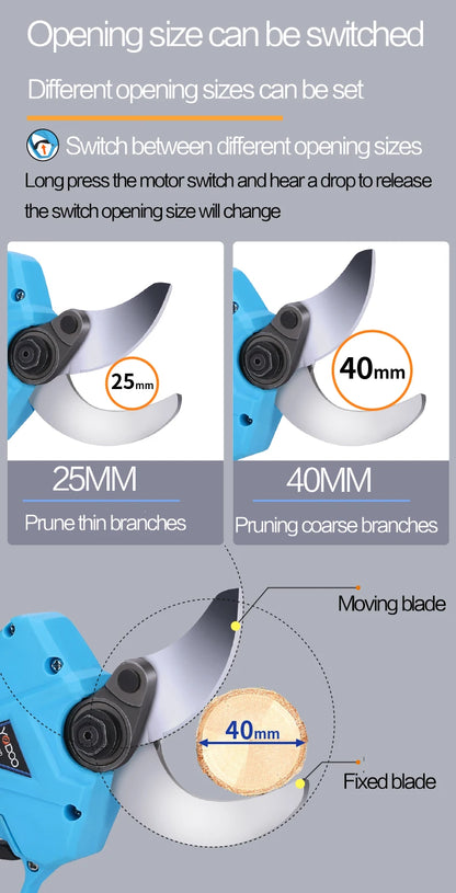 36V Longlife Use Powerful 35MM Electric Pruning Shears Rechargeable Battery Power Shears LED Screen Display Gardening Pruner