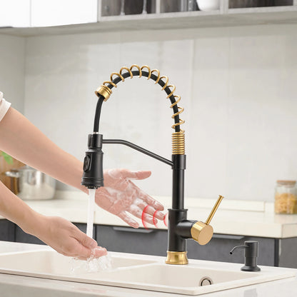 For FLG Gold Black Kitchen Faucet Smart Automatic Touchless Brass Tap Single Handle Pull-out Kitchen Sink Faucets Sensor Technol