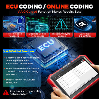 2025 Ver KINGBOLEN K8 PRO Diagnostic Machine for All Cars 34+ Resets ECU Coding All System Obd2 Scanner Lifetime Free Update