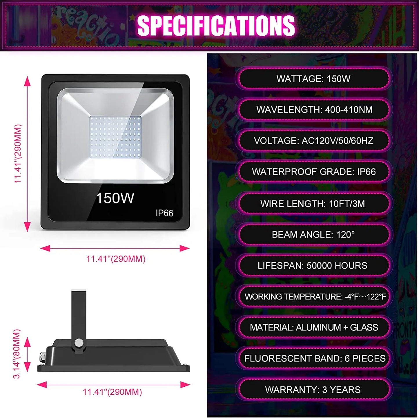 LED Stage Light 5 Years Warranty 80w 100w 150w Disco Party Night Club Uv Black Lighting ultra Violet Lamp Led Stage Light