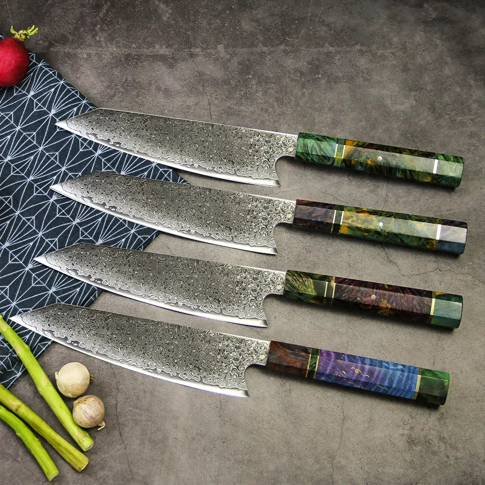 8 Inch Damascus Knife with Stablilize Wood Handle Damascus Steel Chef Knives Kitchen Knives
