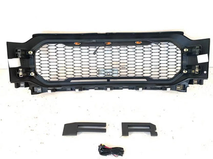 2021Matte Black Front Grill Raptor Style W/LED Amber Fit for Ford F150