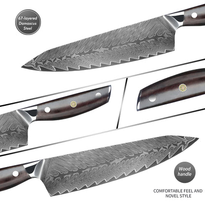 Professional Kitchen Knife High Quality Damascus Steel Chef Knife with Wood Handle Sharp Blade Utility Knife