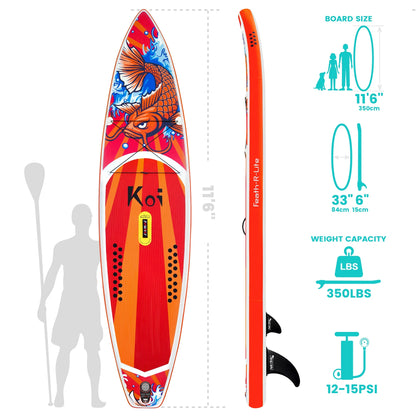 FUNWATER Dropshipping OEM 11'6" Watersports Paddle Surf Board Inflatable Stand up Paddleboard Surfboard sup Board alaia fanatics