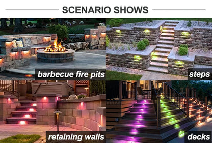 USA Warehouse Low Voltage IP65 Waterproof Adjustable CCT Rgbw BT Smart 12V Retaining Wall 7 Inch Led Paver Hardscape Light