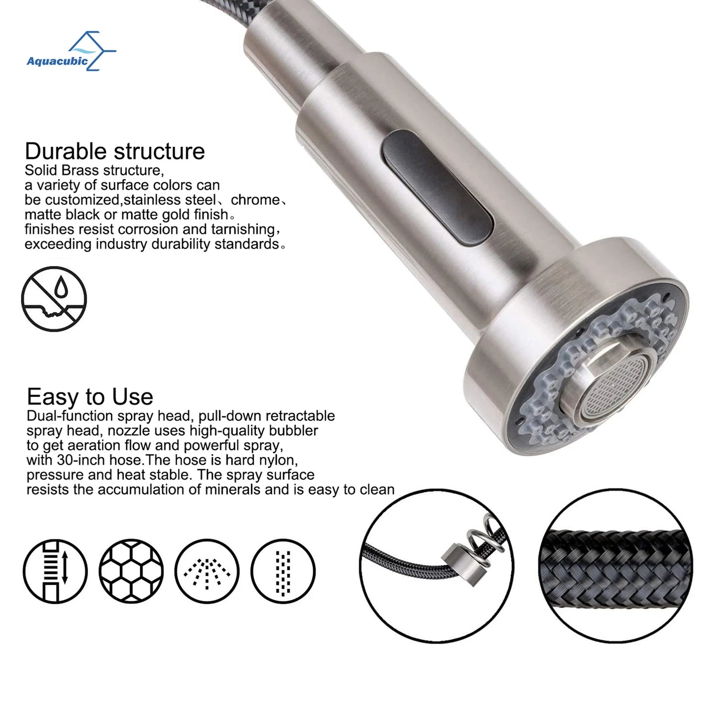 Deck Mounted 360 Degree Mixers Kitchen Rotate Brushed Nickle Brass Pull Down Kitchen Faucet