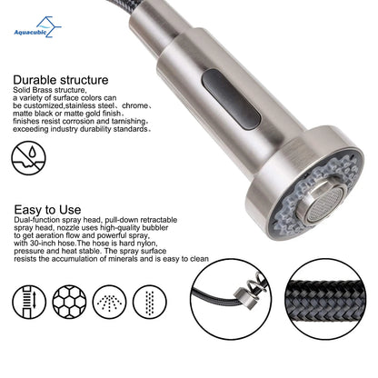 Deck Mounted 360 Degree Mixers Kitchen Rotate Brushed Nickle Brass Pull Down Kitchen Faucet