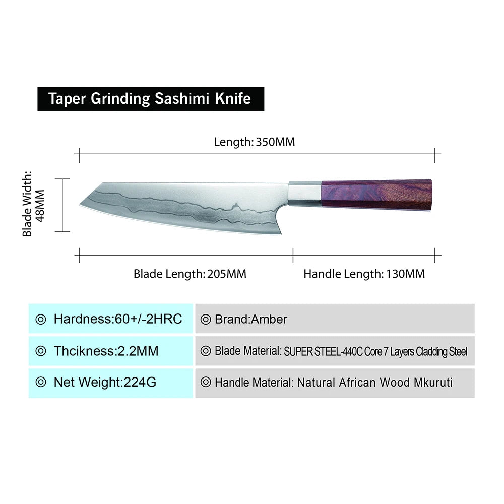 Hot 8 Inch Mkuruti Wood Handle Japanese Kiritsuke Kitchen Knife Vg10 Chef Damascus Knife