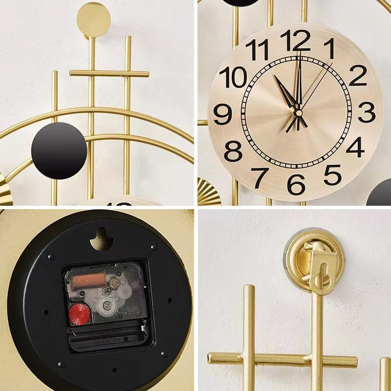 78*45 Large Dropshipping 2025 Modern Luxury Wall Hanging Decorative Metal Watch Home House Decor Living Room Quartz Silent Clock