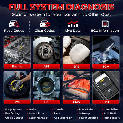 CRP123 V2.0 Four System Diagnostic Tool Oil SAS ETC Service Code Reader Lifetime Free Update PK CRP123X