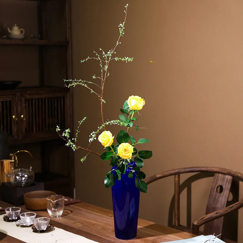 Ceramic Vase Chinese Style Tabletop Vase Decoration Living Room Flower Arrangement Flower Art Decoration Jewelry Home