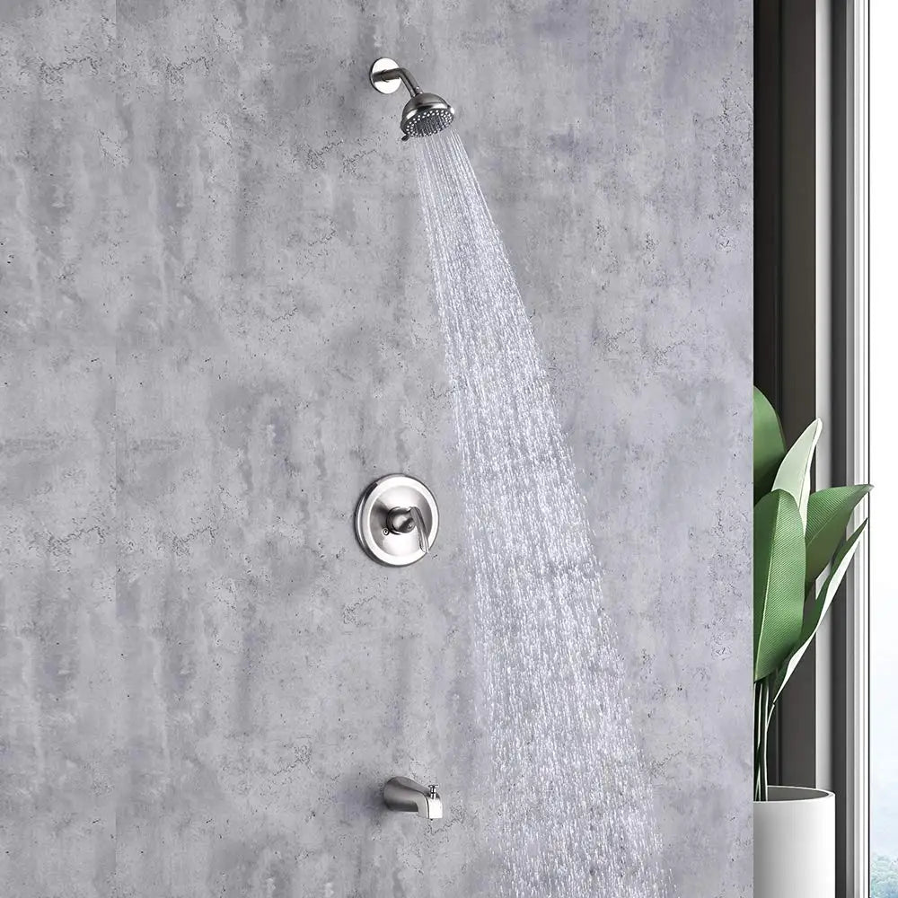 USA Free Shipping UPC Shower Combo Set Wall Mounted Brushed Nickel Shower Faucet Set with Tub Spout