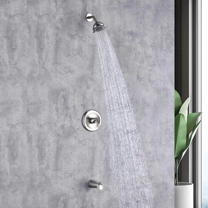 USA Free Shipping UPC Shower Combo Set Wall Mounted Brushed Nickel Shower Faucet Set with Tub Spout