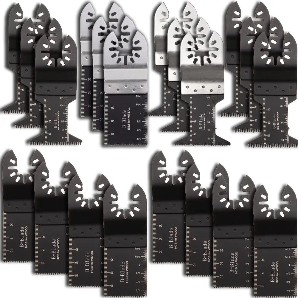 Professional Quick Release 20pcs Pack Multi Tool Oscillating Multitool Saw Blades Set for Cutting Wood, Plastic and Metal