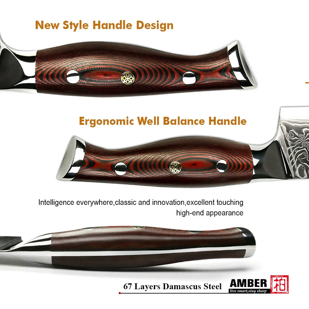 7 Pcs Professional 67 Layers Damascus VG 10 Steel Kitchen Knives Knife Set
