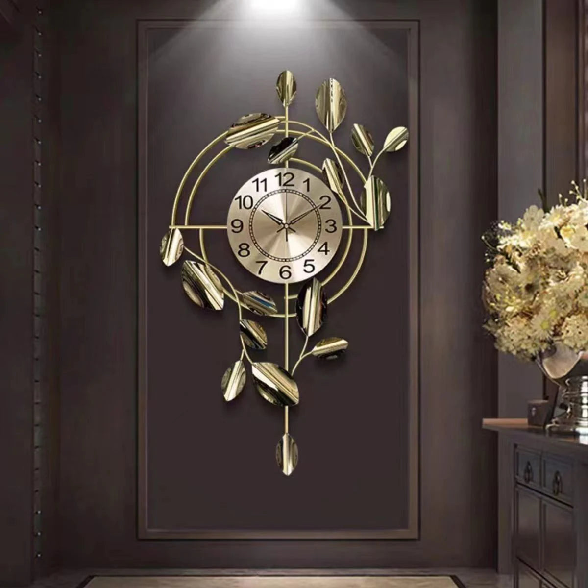 78*45 Large Dropshipping 2025 Modern Luxury Wall Hanging Decorative Metal Watch Home House Decor Living Room Quartz Silent Clock