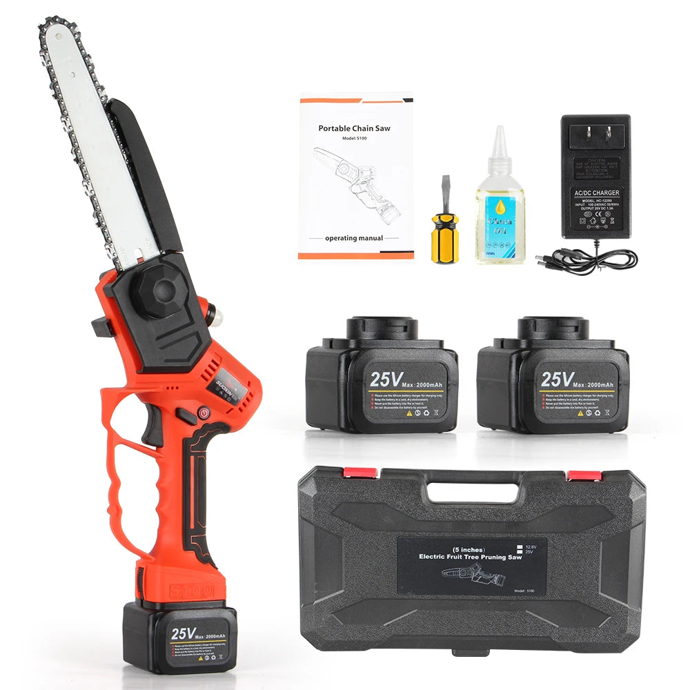 8 Inch Mini Chain Saw Battery for Wood Cutting, Trimming, Battery Chain Saw Long Reach Cordless Telescoping Pole Chain Saw