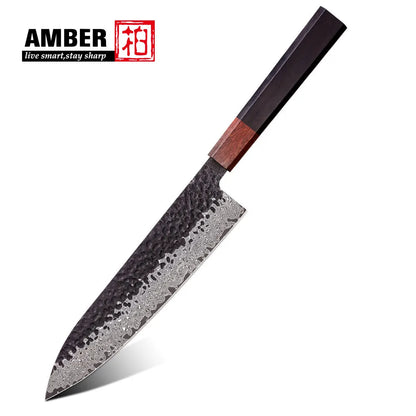 8inch Double Edge Sharp Thin Craftsman 67 Layers Vg10 Damascus Steel Honsuki Japanese Kitchen Knives with Wooden Handle, kitchen knife size - 8 Inch