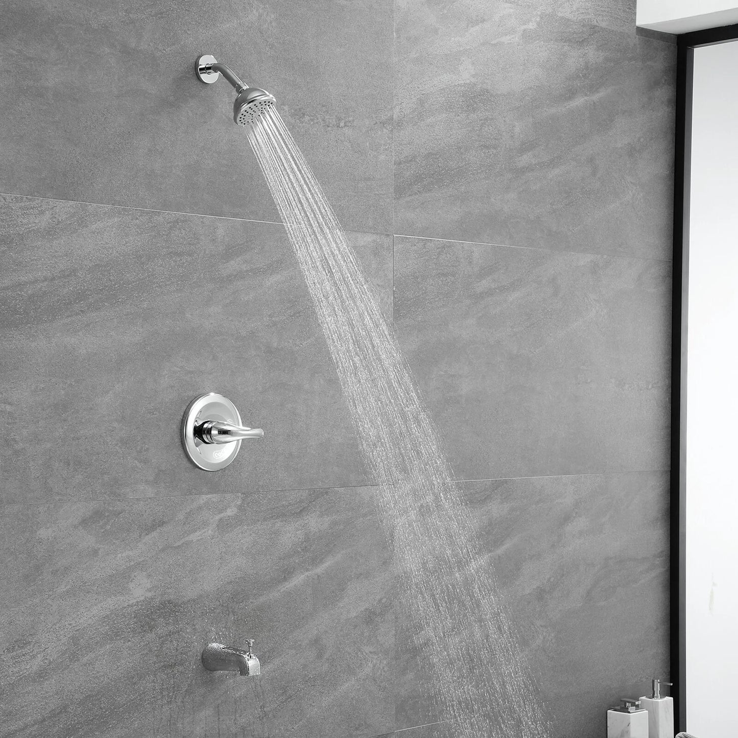 US Inventory Shipment Home Chrome Bathroom Concealed Shower Faucet with Pressure Balance Valve and Tub Spout