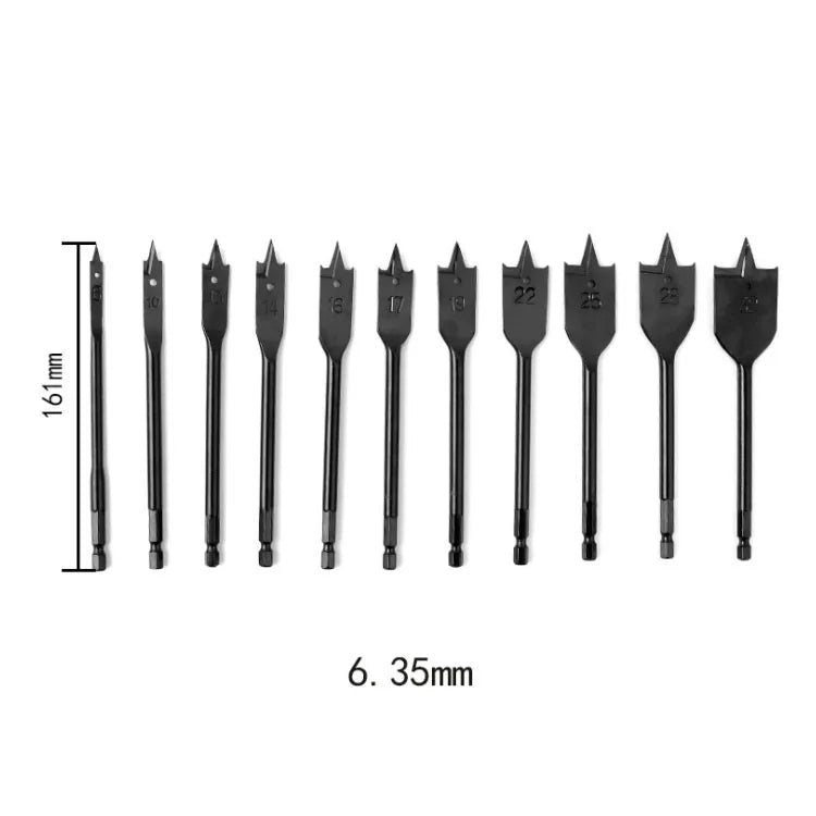 11pcs 6-32mm High-carbon Steel Hex Shank Flat Drills Wood Hand Drill Bits Set Spade Woodworking Drill Bit Power Tools Hole Saw