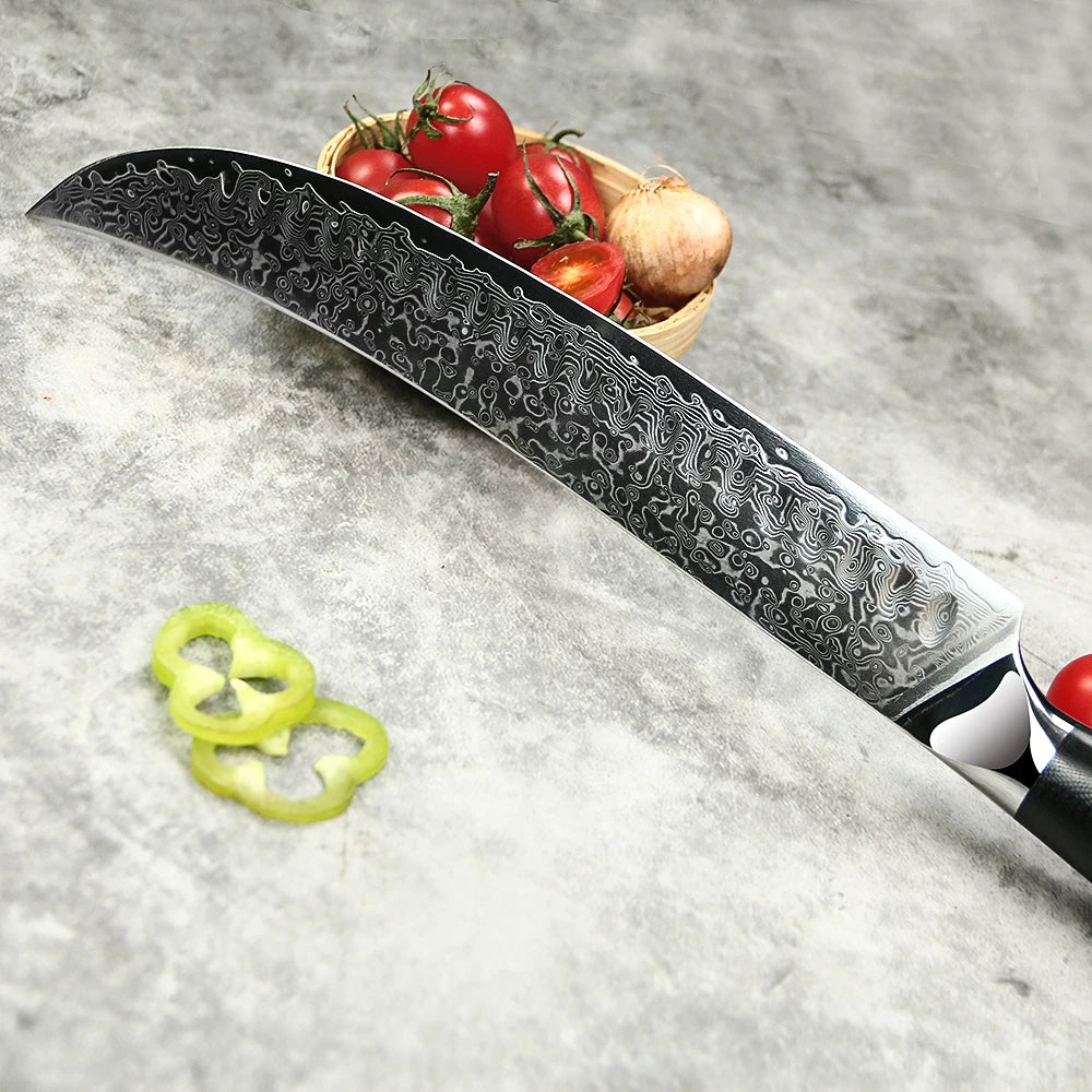 Yangjiang Amber 2021 Unique 67 Layers Vg10 Damascus Steel 10 Inch Carving Kitchen Knife with G10 Handle