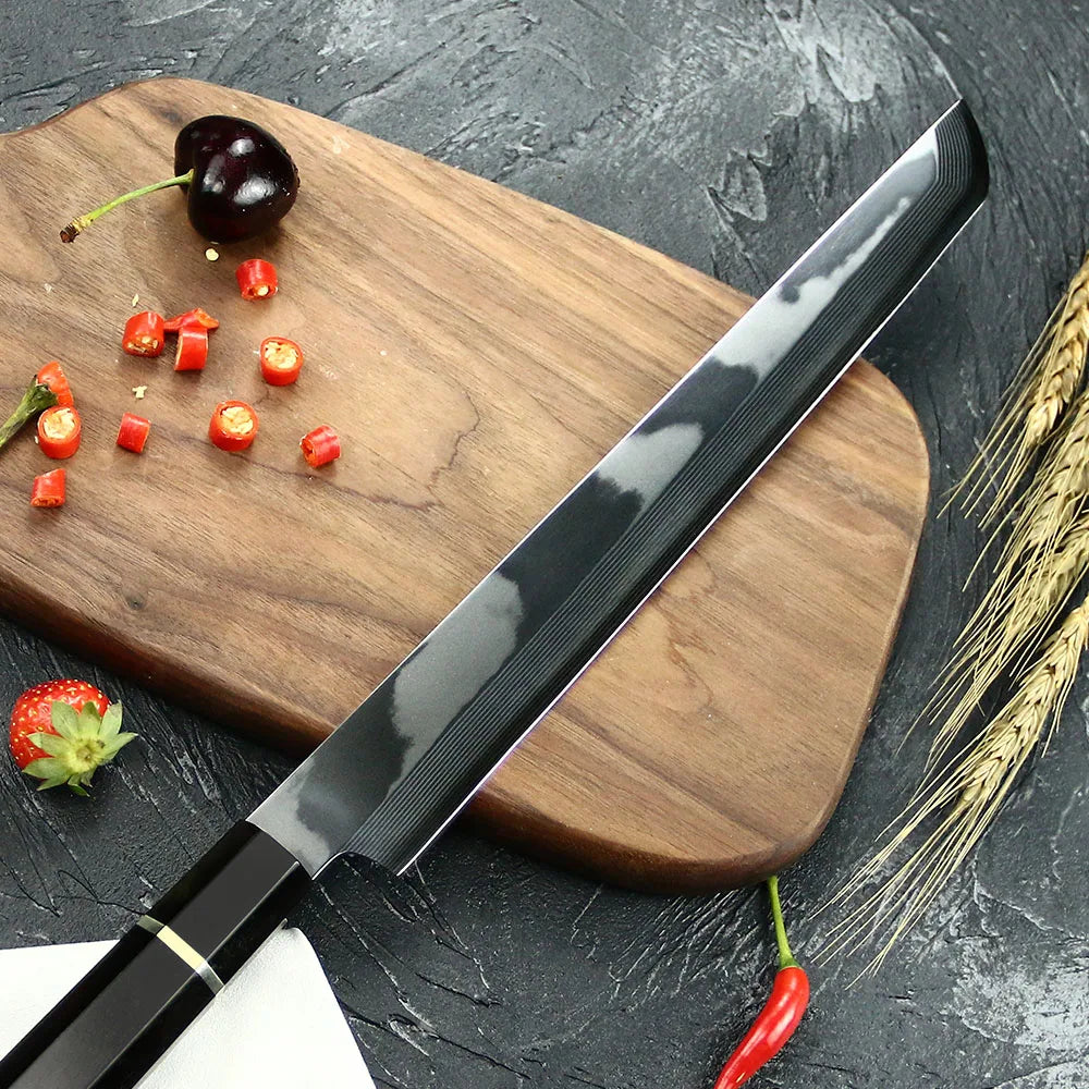 Super Quality Single Bevel VG10 Damascus Steel Fish Fillet Sashimi Sushi Knife with Buffalo Horn Wood Handle