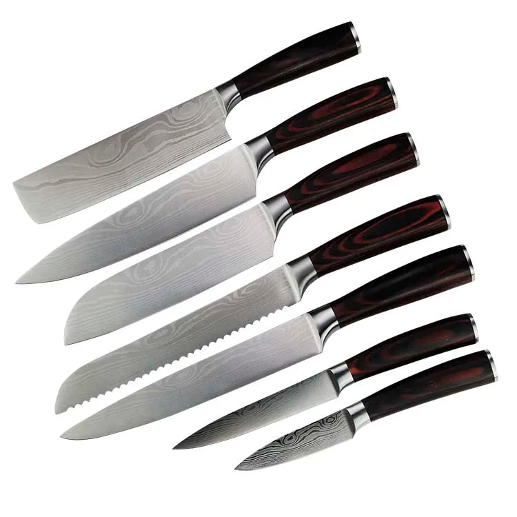 2021 New Design 5Cr15MoV Kitchen Knife Set with Premium Pakkwood Handle Chef Knife