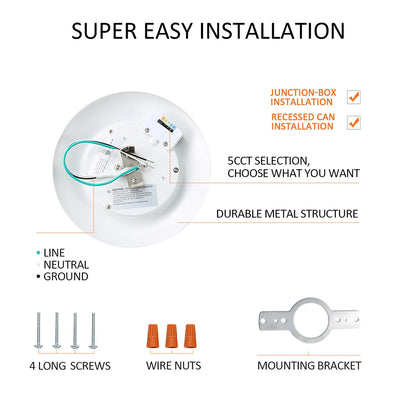 4 6 8 12inch Recessed LED Down Light 110V 120VAC 2700K-5000K Dimmable 15W LED Disk Light