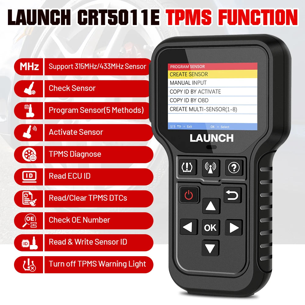 2025 New LAUNCH CRT5011E TPMS Relearn Tool Read&Program LTR-01 Sersors (315/433MHz) Reset TPMS