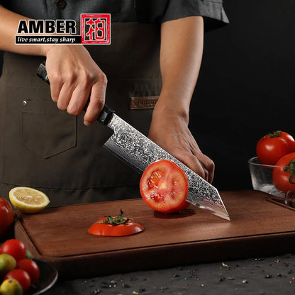 Amber Handmade Vg10 Japanese Damascus Steel Knives Japanese Kitchen Knives with Resin Handle