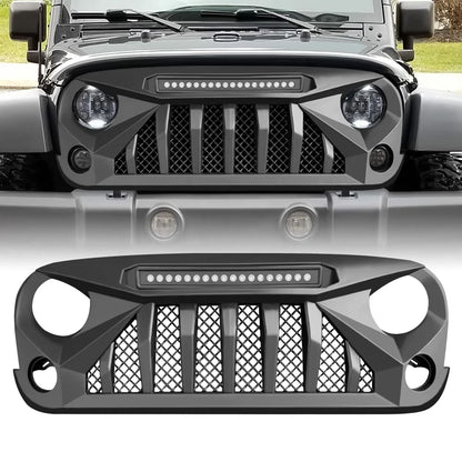 US Stovk Mars Style Front Grille With LED Lights for Jeep Wrangler JK 2007-2018