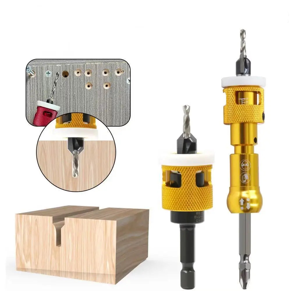 LISCA Countersink Drill Bit with Stopper Set Woodworking Step Bit Install Screws Hole Drilling Tools Taper Drill