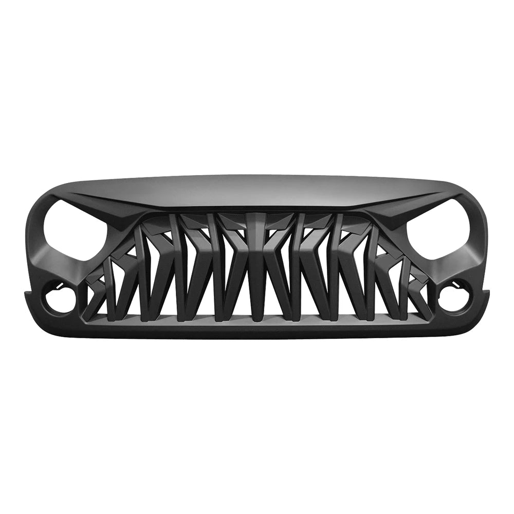 US STOCK Custom Grille for 2007-2018 jeep wrangler Jk Bumper Shark Grill Front Grille Matte Black