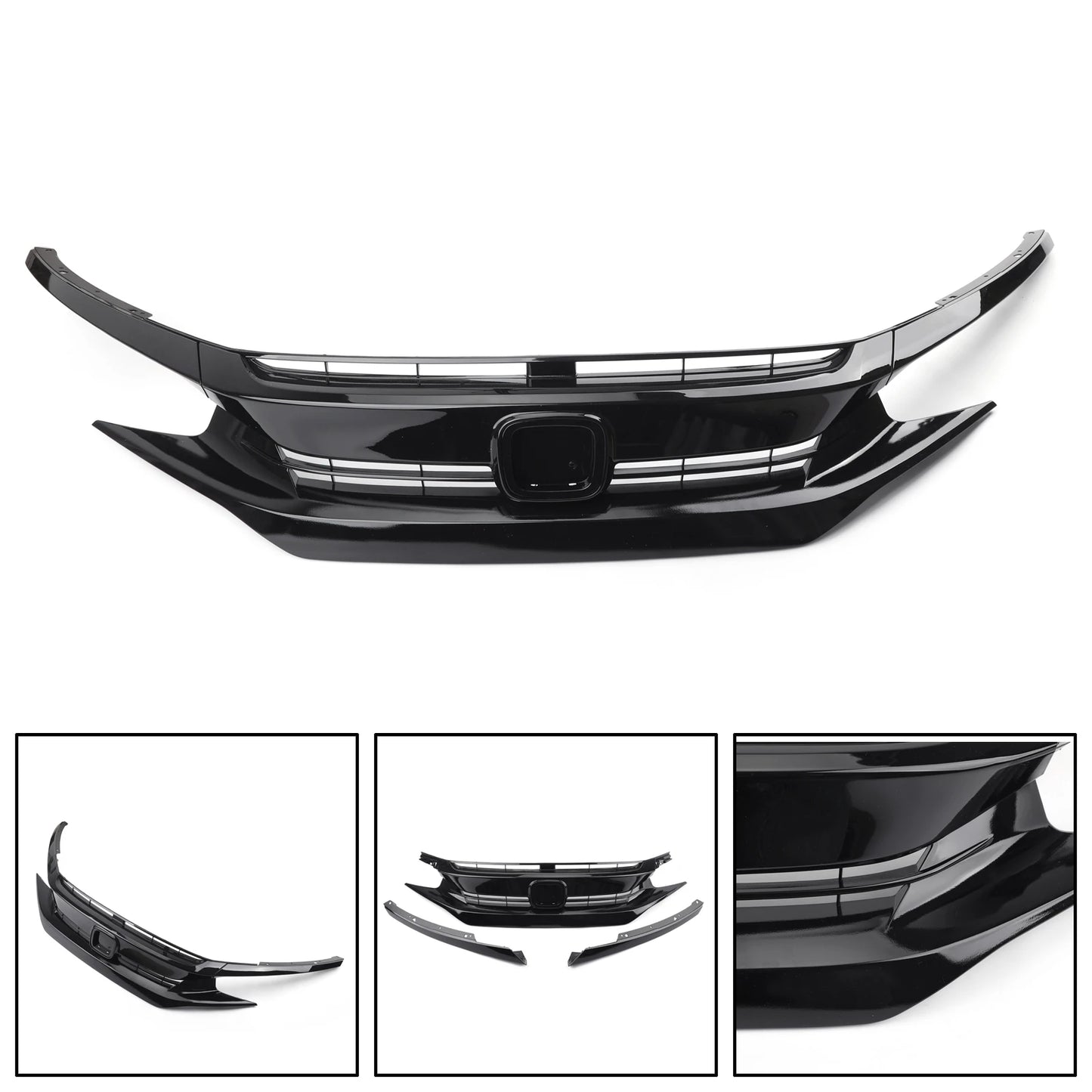 For Honda Civic Coupe Sedan 2016 2017 2018 Front Hood Grill Grille Eyelid With Letter US Stock