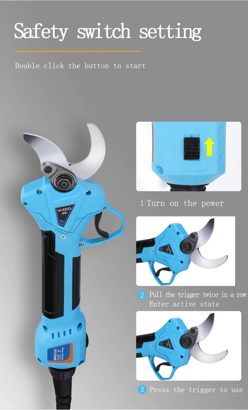 36V Longlife Use Powerful 35MM Electric Pruning Shears Rechargeable Battery Power Shears LED Screen Display Gardening Pruner