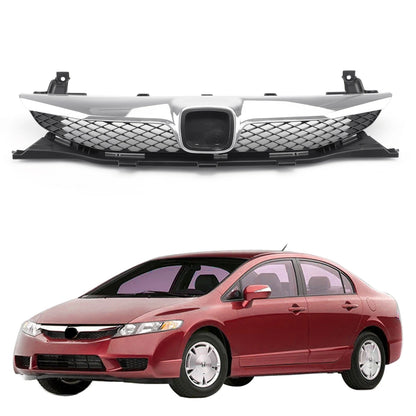 Areyourshop Front Bumper ABS Grille Grill Replacement for Honda Civic Sedan 4 Door 2009 2010 2011 With Logo