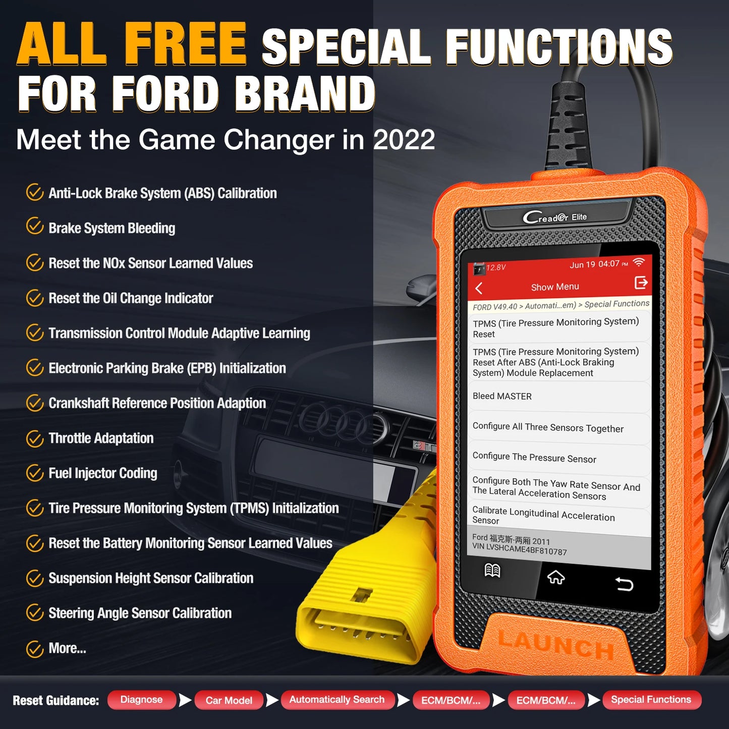 2025 Launch CRE for Ford Automotive Diagnostic Scanner After 1996 Car VIN Reader OBD2 Car Analyzer With 11 Resets Lifetime Free