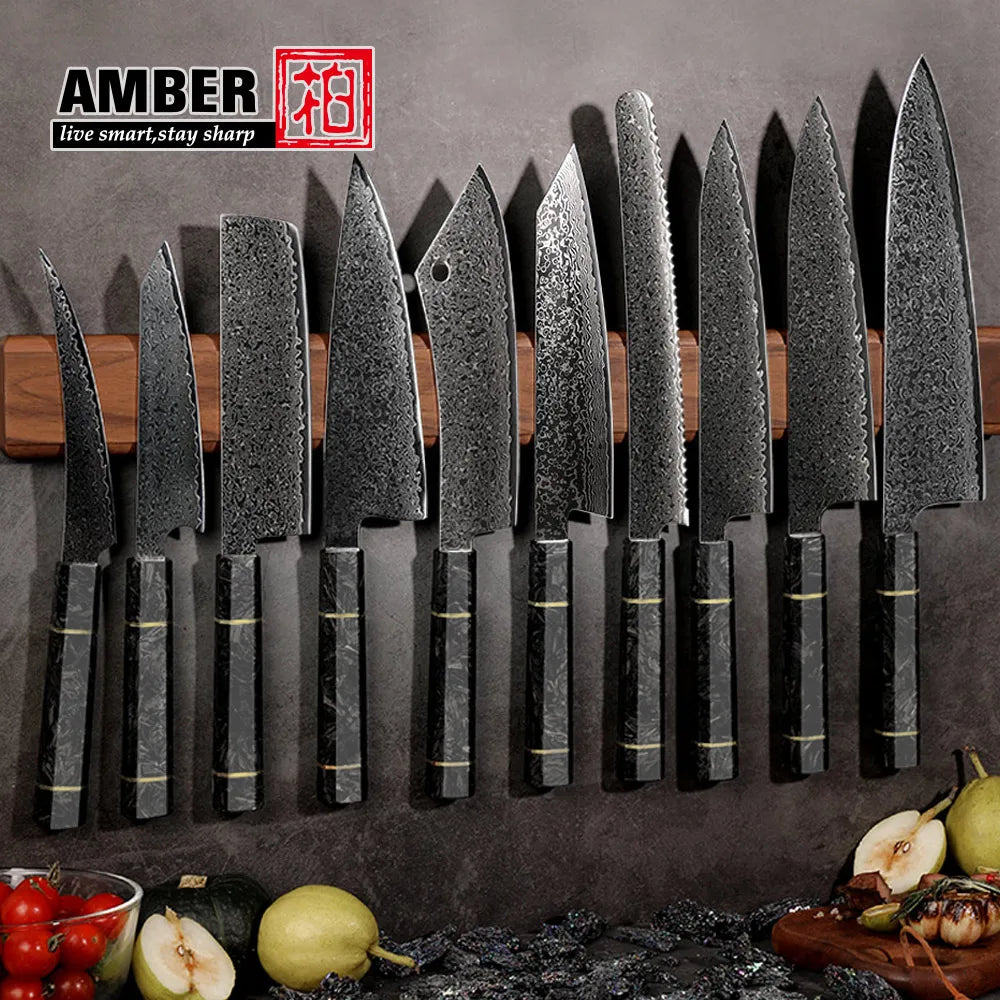 8 Inch Damascus VG 10 Kitchen Knife Set Japanese Kiritsuke Kitchen Knife with Carbon Fiber Handle