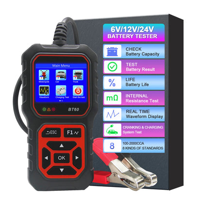 12V/24V BT60 Automotive Battery Tester Digital Auto Battery Analyzer for Car Truck Vehicle RV