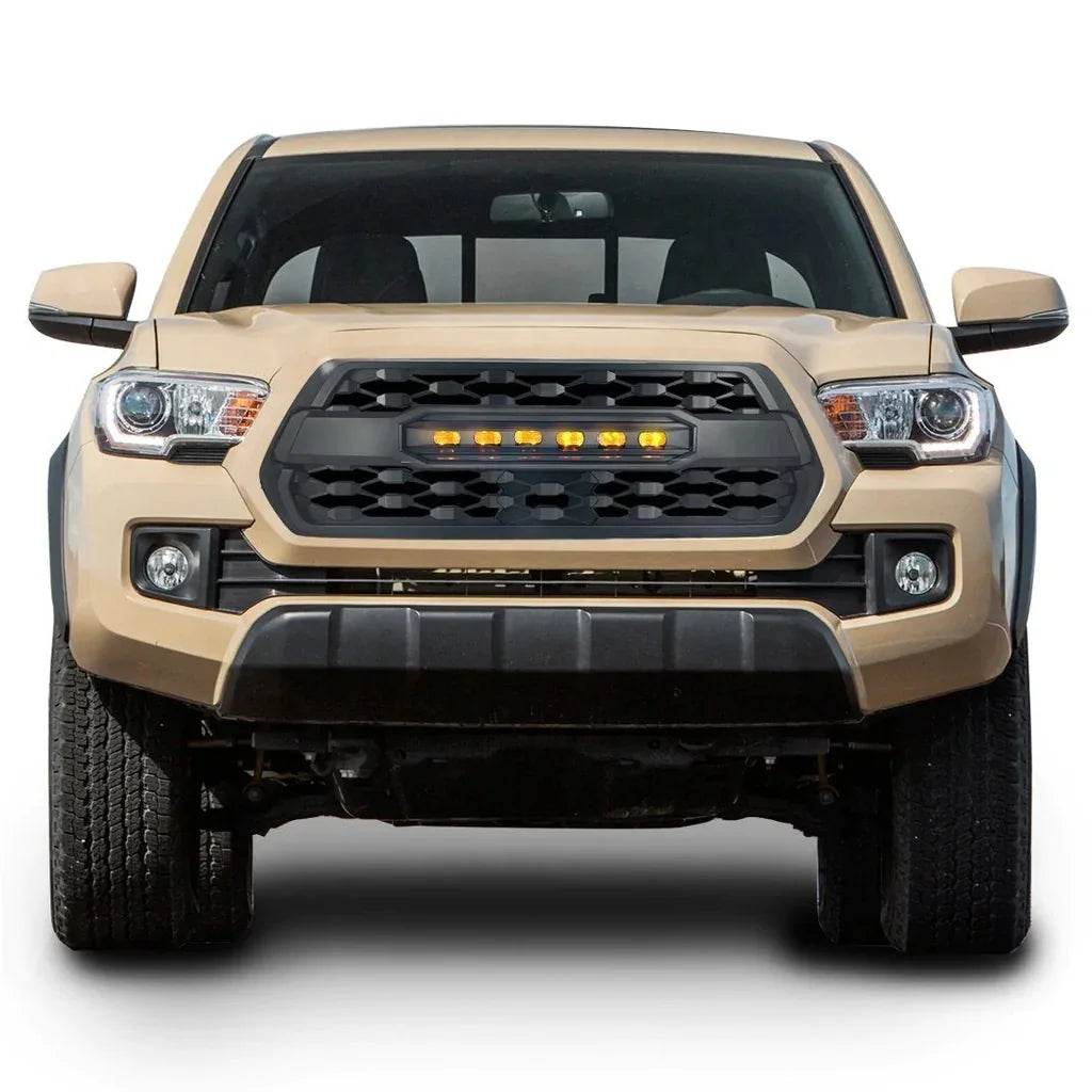 US Stock Front Grille With Led Off-Road Lights for 2016-2021 Toyota Tacoma- Matte Black