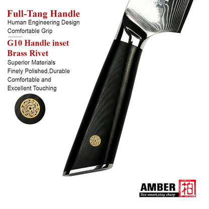 Professional 8 Piece Damascus Kitchen Knives Set VG 10 Steel Core 67 Layers with Black G10 Handle