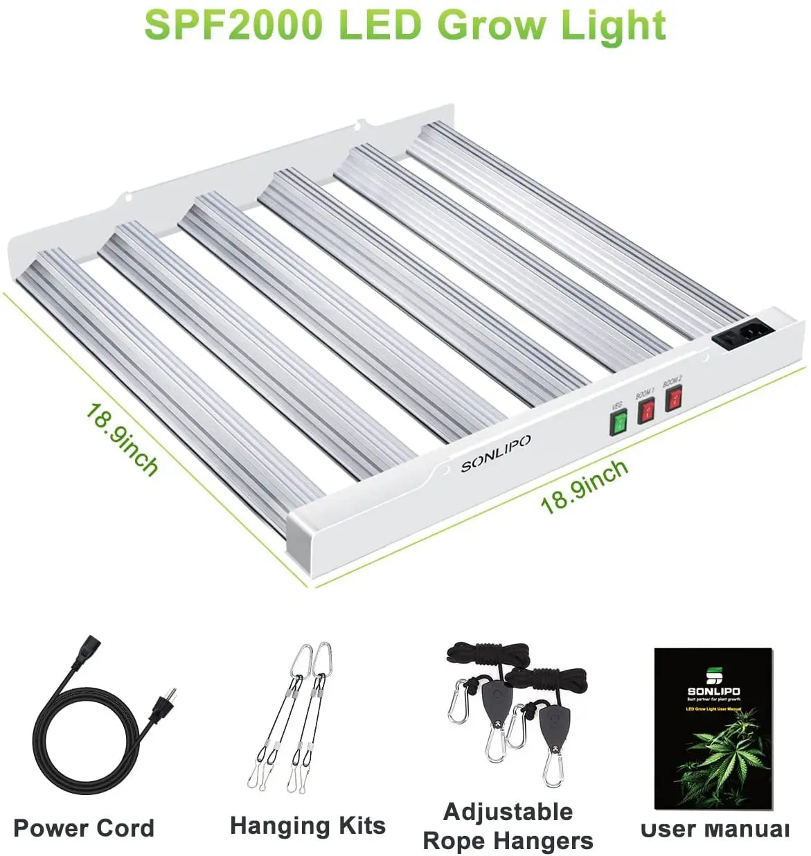 JideTech LED Grow Light 200W with Full Spectrum Veg & Bloom Dimmer Timer -Coverage Sunlike Grow Lamps for Indoor Plants