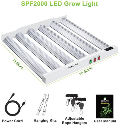 JideTech LED Grow Light 200W with Full Spectrum Veg & Bloom Dimmer Timer -Coverage Sunlike Grow Lamps for Indoor Plants