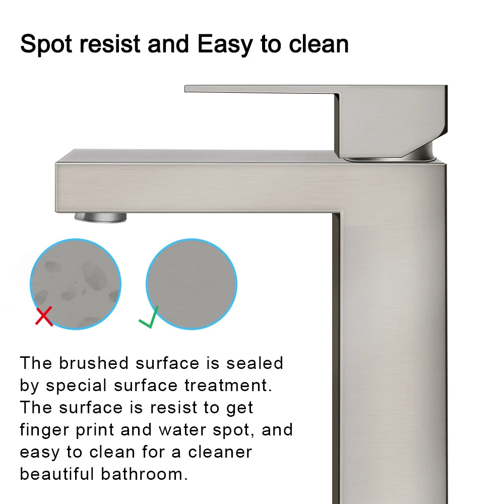 Aquacubic Single Hole Brushed Nickel CUPC Bathroom Healthy Basin Faucet Stocks in USA